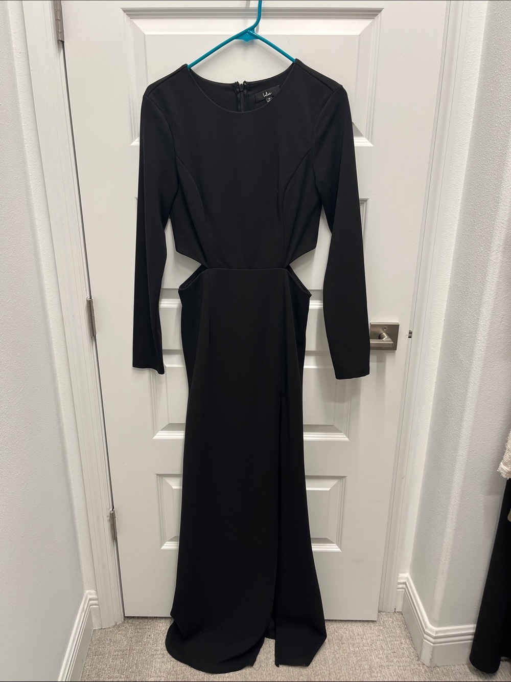 Lulus Long Sleeve Black Cutout Evening Dress